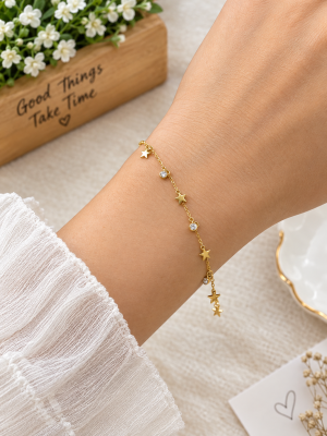 Anti-tarnish Golden Star and Crystal Bracelet